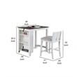 Pemberly Row 3 Piece Counter Height Compact Dining Table Chair Set White Wood