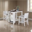 Pemberly Row 3 Piece Counter Height Compact Dining Table Chair Set White Wood