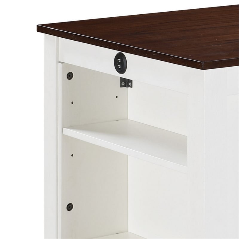 Pemberly Row 3 Piece Counter Height Compact Dining Table Chair Set White Wood