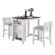 Pemberly Row 3 Piece Counter Height Compact Dining Table Chair Set White Wood