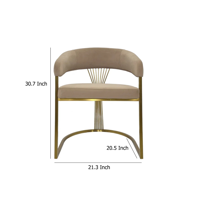 Pemberly Row Dining Chair Curved Gray Velvet Backrest Silver Cantilever Base