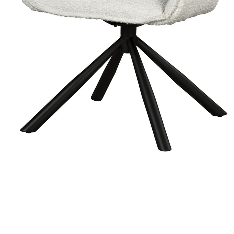 Pemberly Row Swivel Accent Side Chair in White Fabric Black Iron Frame