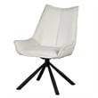 Pemberly Row Swivel Accent Side Chair in White Fabric Black Iron Frame