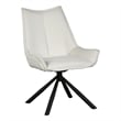 Pemberly Row Swivel Accent Side Chair in White Fabric Black Iron Frame