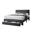 Pemberly Row Queen Size Bed with Storage Drawer Dark Gray Corduroy Upholstery