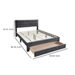 Pemberly Row Queen Size Bed with Storage Drawer Dark Gray Corduroy Upholstery