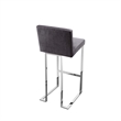 Pemberly Row 30 Inch Barstool Chair in Gray Velvet Foam Cushions Chrome Steel