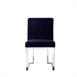Pemberly Row 19 Inch Dining Chair Set of 2 Navy Blue Velvet Foam Chrome Steel