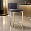 Pemberly Row 26 Inch Counter Stool Chair Cushioned Gray Velvet Gold Cantilever