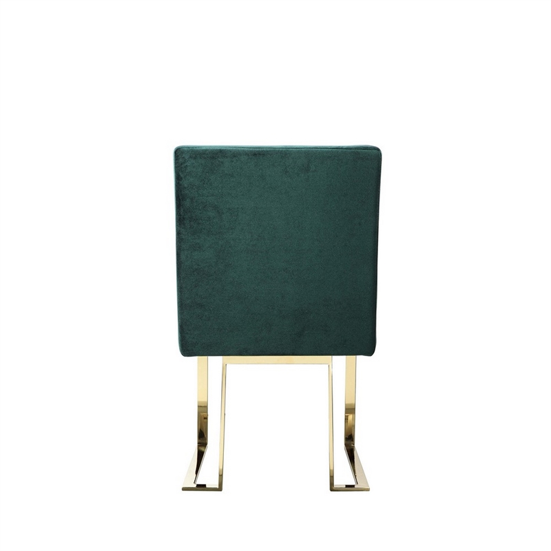 Pemberly Row 24 Inch Side Dining Chair Set of 2 Green Velvet Gold Cantilever