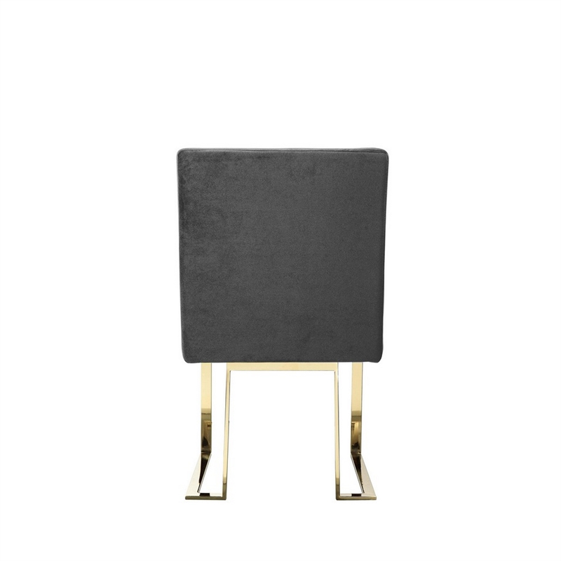 Pemberly Row 24 Inch Side Dining Chair Set of 2 Gray Velvet Gold Cantilever