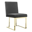 Pemberly Row 24 Inch Side Dining Chair Set of 2 Gray Velvet Gold Cantilever