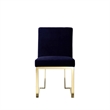 Pemberly Row 24 Inch Side Dining Chair Set of 2 Navy Blue Velvet Gold Base