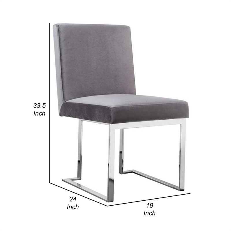 Pemberly Row Side Dining Chair Set of 2 Cantilever Base in Gray and Silver