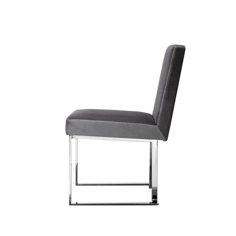 Pemberly Row Side Dining Chair Set of 2 Cantilever Base in Gray and Silver