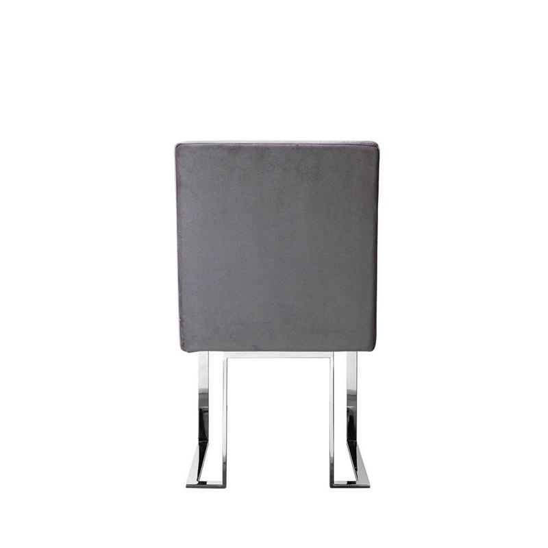 Pemberly Row Side Dining Chair Set of 2 Cantilever Base in Gray and Silver