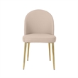 Pemberly Row 24 Inch Dining Chair Set of 2 Curved Back Beige Faux Leather Gold