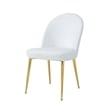 Pemberly Row 24 Inch Dining Chair Set of 2 Curved Back White Faux Leather Gold