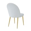 Pemberly Row 24 Inch Dining Chair Set of 2 Curved Back White Faux Leather Gold