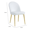 Pemberly Row 24 Inch Dining Chair Set of 2 Curved Back White Faux Leather Gold
