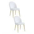 Pemberly Row 24 Inch Dining Chair Set of 2 Curved Back White Faux Leather Gold