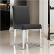 Pemberly Row 25 Inch Dining Chair Set of 2 Armless Black Faux Leather Chrome