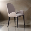 Pemberly Row 23 Inch Dining Chair Set of 2 Curved Padded Beige Faux Leather