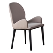 Pemberly Row 23 Inch Dining Chair Set of 2 Curved Padded Beige Faux Leather