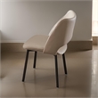 Pemberly Row 22 Inch Dining Chair Set of 2 Beige Faux Leather Armless Open Back