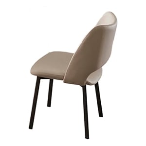 Pemberly Row 22 Inch Dining Chair Set of 2 Beige Faux Leather Armless Open Back