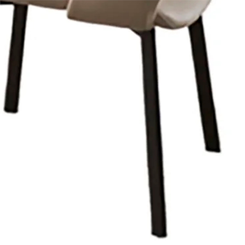 Pemberly Row 22 Inch Dining Chair Set of 2 Beige Faux Leather Armless Open Back