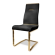 Pemberly Row 17 Inch Dining Chair Set of 2 Cantilever Base Black Gold Leather