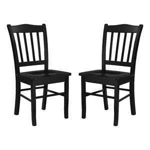Pemberly Row 18 Inch Dining Side Chair Set of 2 Slatted Backrests Jet Black