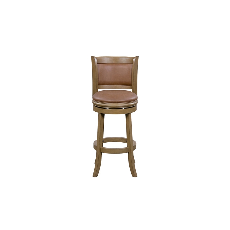 Pemberly Row 26 Inch Swivel Counter Height Chair Chestnut Brown Faux Leather