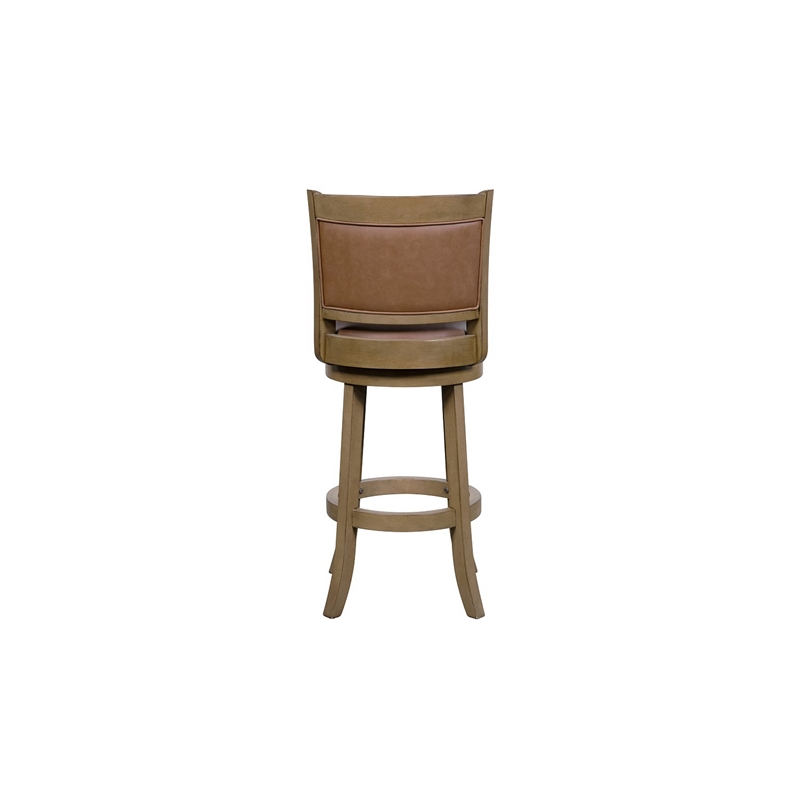 Pemberly Row 26 Inch Swivel Counter Height Chair Chestnut Brown Faux Leather