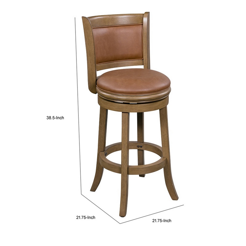 Pemberly Row 26 Inch Swivel Counter Height Chair Chestnut Brown Faux Leather