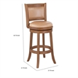 Pemberly Row 30 Inch Swivel Barstool Chair Chestnut Brown Wood Faux Leather