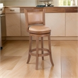 Pemberly Row 30 Inch Swivel Barstool Chair Chestnut Brown Wood Faux Leather