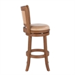 Pemberly Row 30 Inch Swivel Barstool Chair Chestnut Brown Wood Faux Leather