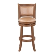Pemberly Row 30 Inch Swivel Barstool Chair Chestnut Brown Wood Faux Leather