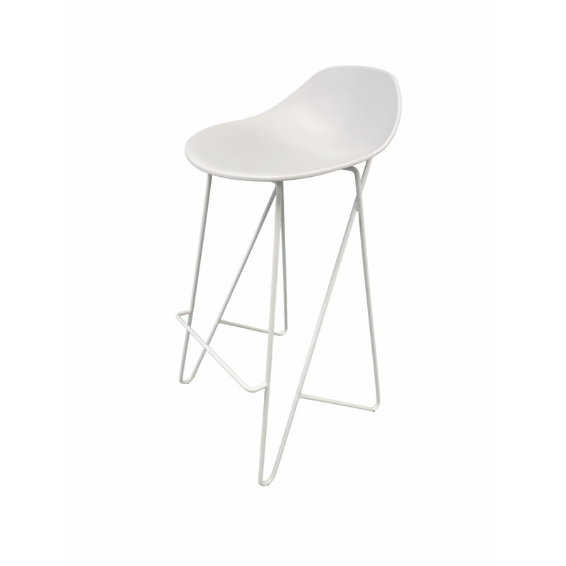 Pemberly Row 30 Inch Barstool Chair Set of 2 Low Back Geometric White Metal