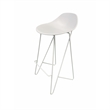 Pemberly Row 30 Inch Barstool Chair Set of 2 Low Back Geometric White Metal