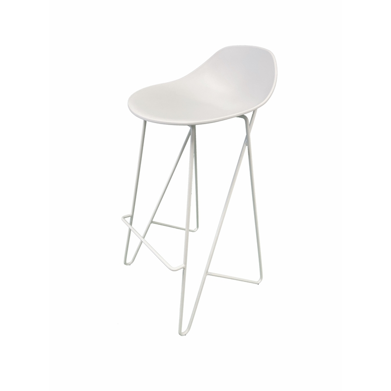 Pemberly Row 30 Inch Barstool Chair Set of 2 Low Back Geometric White Metal