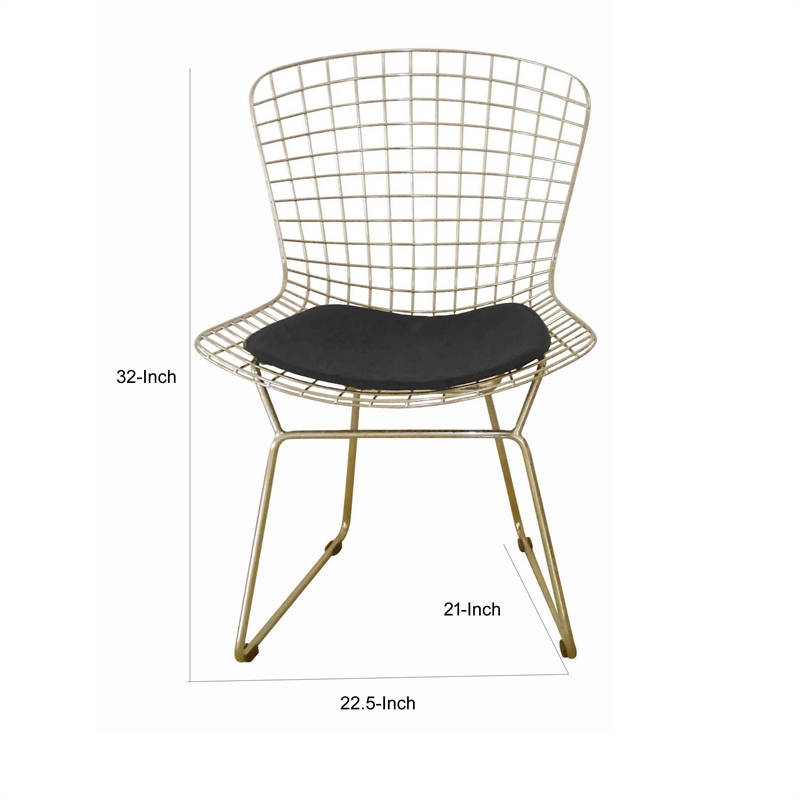 Pemberly Row 23 Inch Dining Chair Set of 2 with 4 Cushions Metal Cage Frame