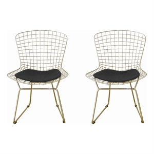 Pemberly Row 23 Inch Dining Chair Set of 2 with 4 Cushions Metal Cage Frame