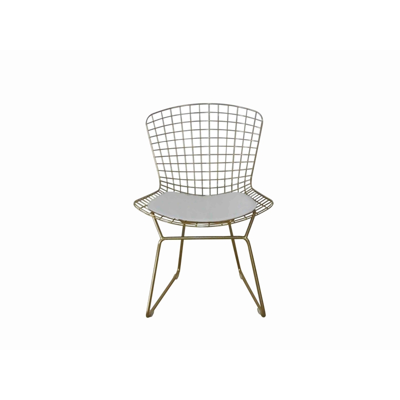 Pemberly Row 23 Inch Dining Chair Set of 2 with 4 Cushions Metal Cage Frame