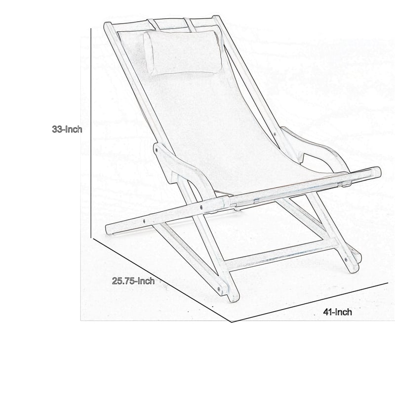Pemberly Row Portable Sling Chair Set of 2 with Pillows Gray Polyester Wood