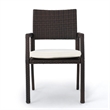 Pemberly Row Outdoor Dining Chair Set of 2 Contemporary Wicker Brown Fabric