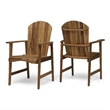 Pemberly Row Outdoor Dining Chair Set of 2 H Frame Adirondack Brown Acacia Wood
