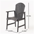 Pemberly Row Outdoor Dining Chair Set of 2 Adirondack in Dark Gray Acacia Wood